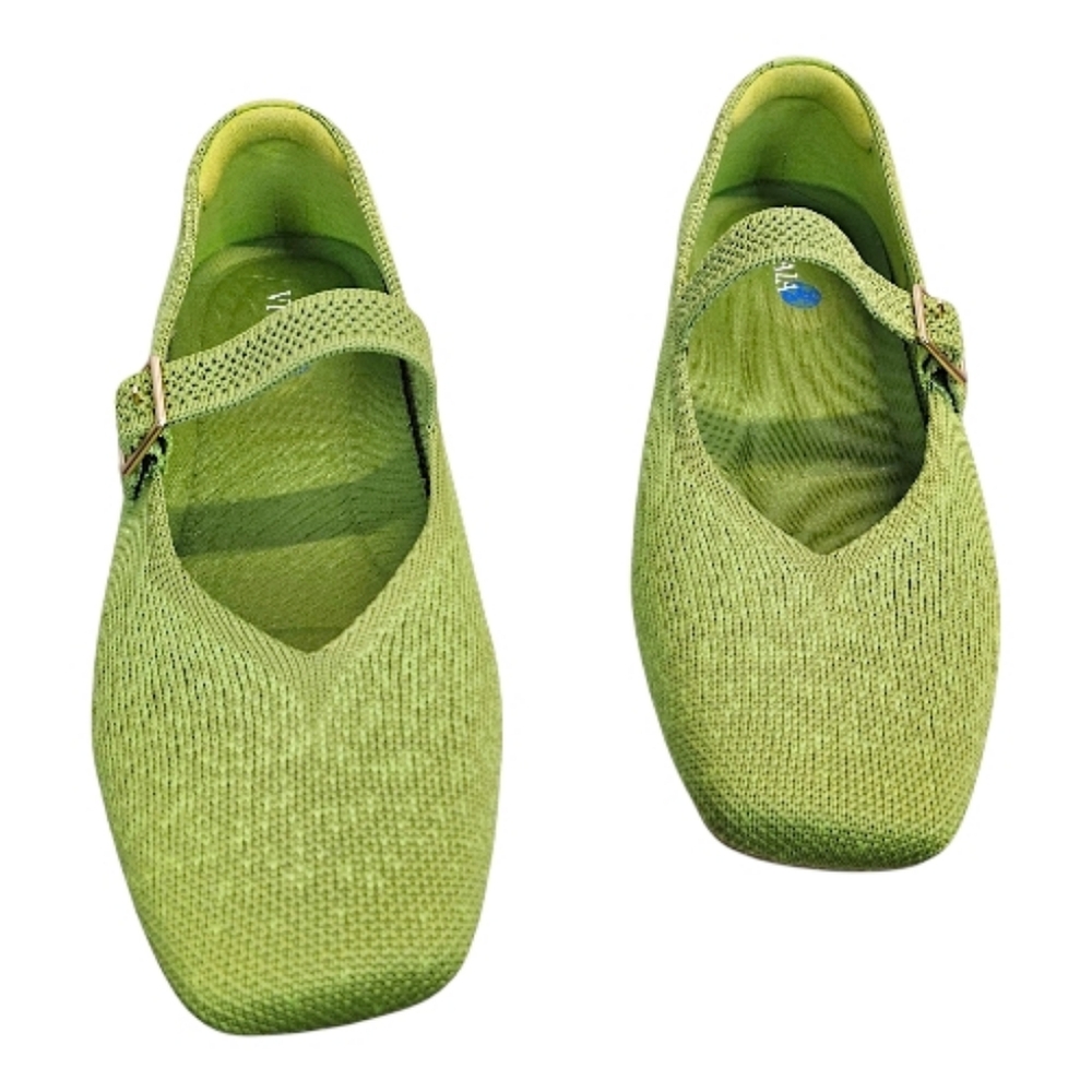 NWOT Vivaia Margot Pistachio Ombre Square Toe Mary Jane Flats Sz 37 Balletcore - Picture 10 of 15